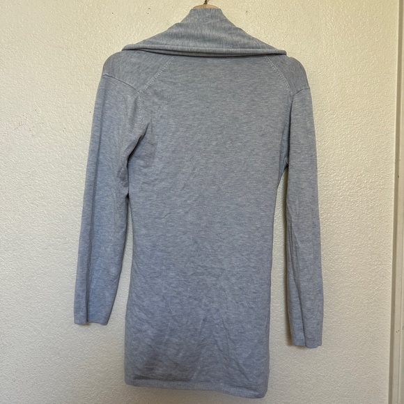 Zara Light Blue Heathered Open Front Waterfall Knit Tie Cardigan Sweater Womens - Picture 5 of 5